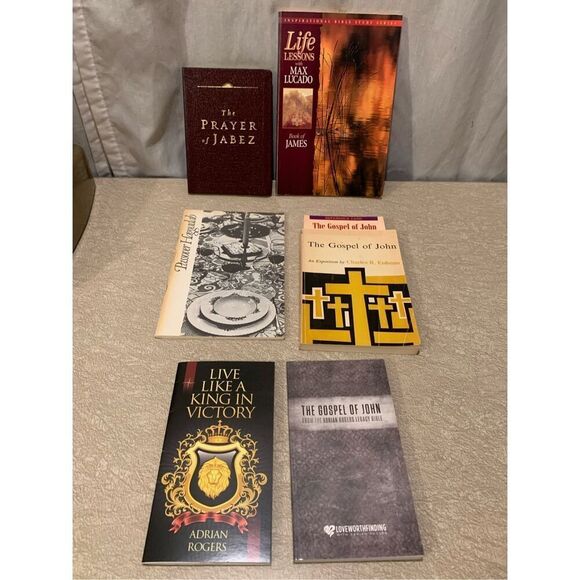 Assorted Religious Book Lot of 6-Gospel of John,Life Lessons by Max Lucado Good - Picture 1 of 9